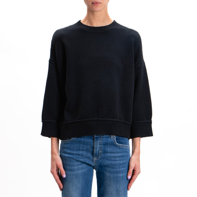 Zeroassoluto-Ribbed Crewneck Sweater - Black