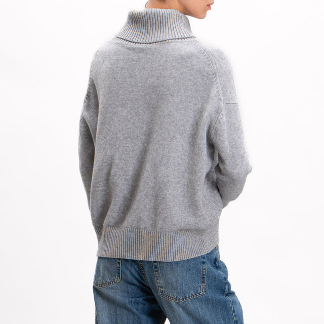 Zeroassoluto-High neck sweater - light grey melange