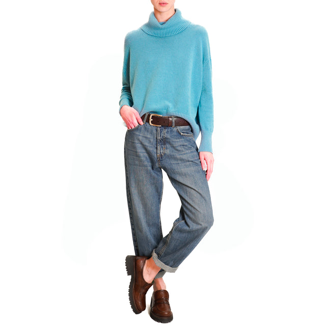 Zeroassoluto-High neck sweater - turquoise