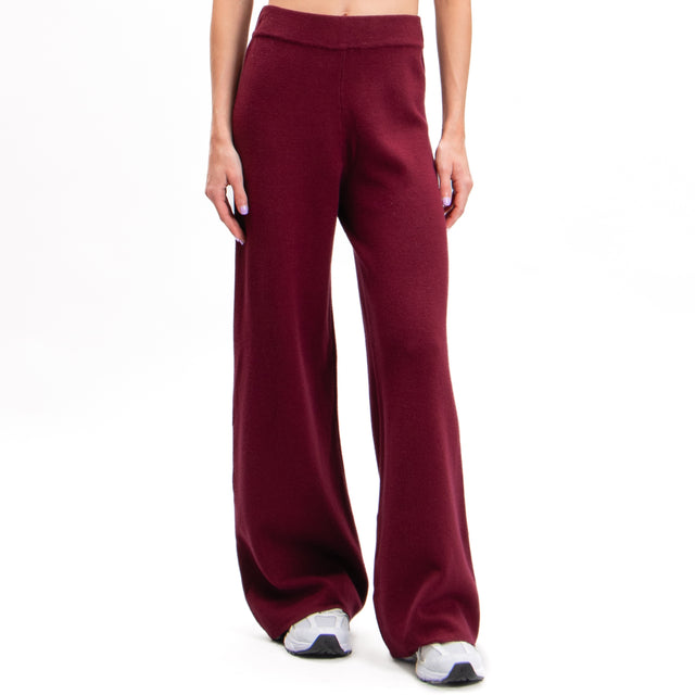 Zeroassoluto-Elastic waist knitted trousers - wine