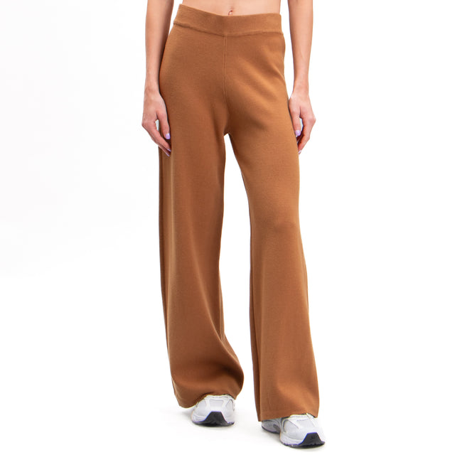 Zeroassoluto-Pantalone in maglia elastico in vita - camel