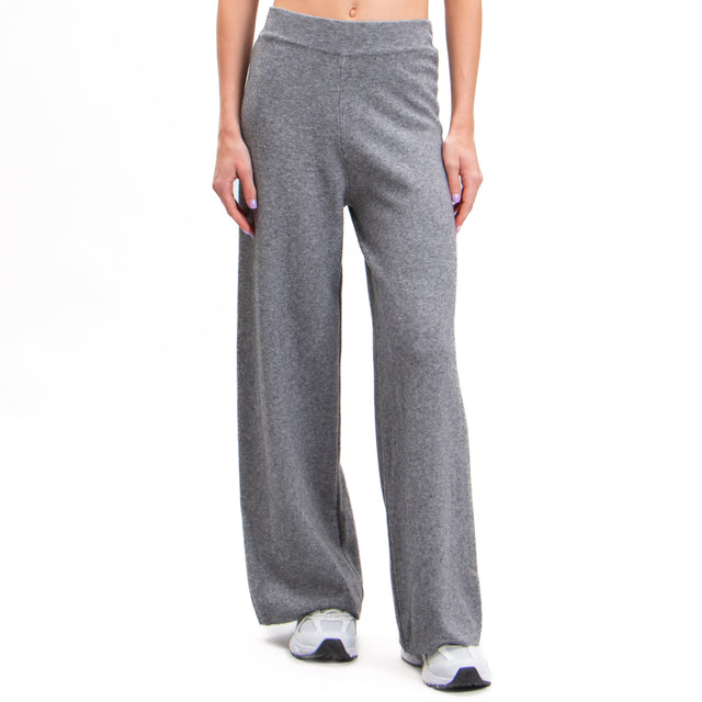 Zeroassoluto-Elastic waist knitted trousers - medium grey melange