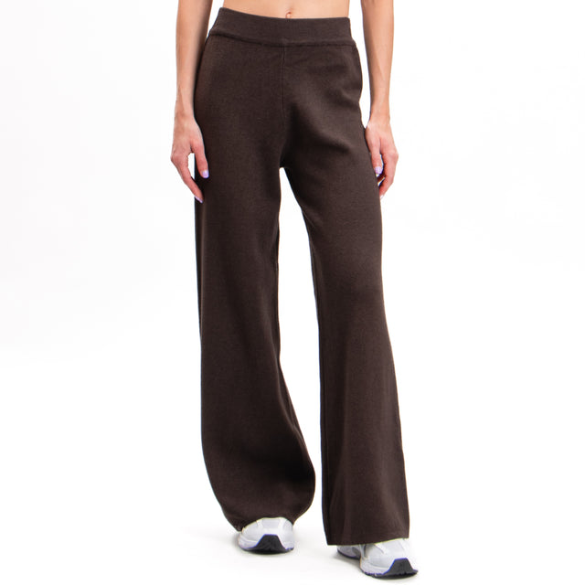 Zeroassoluto-Elastic waist knitted trousers - chocolate