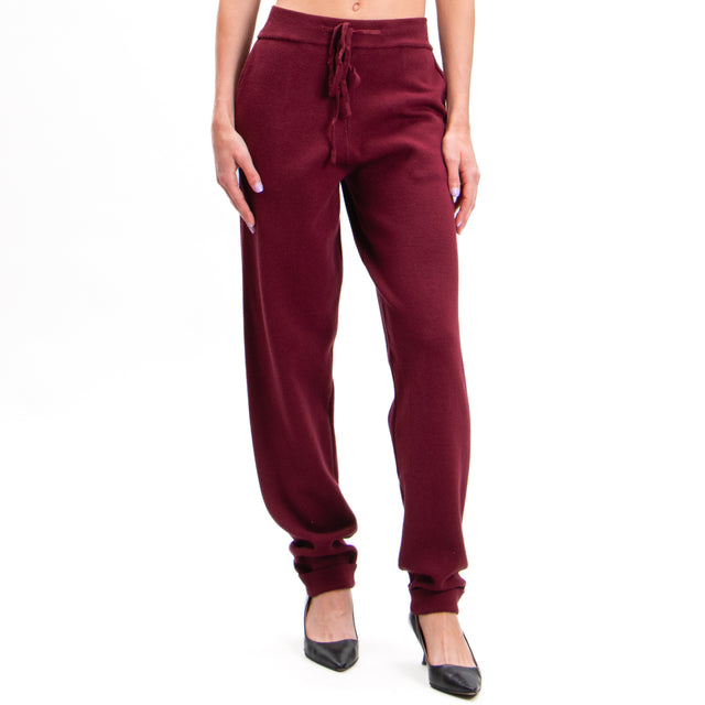 Zeroassoluto-Knitted trousers with drawstring - wine