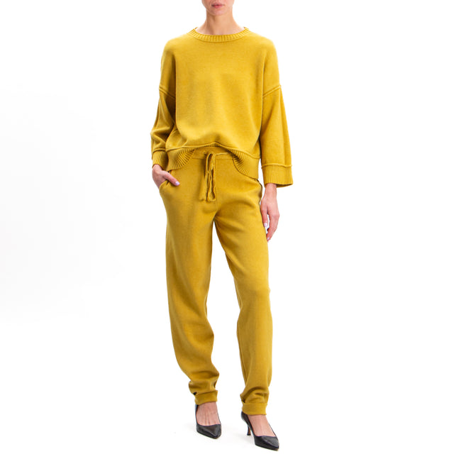 Zeroassoluto-Pantalone in maglia con coulisse - olio