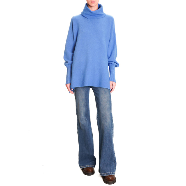 Zeroassoluto-High neck oversized sweater - light blue