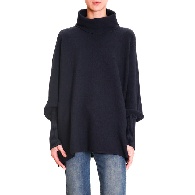 Zeroassoluto-High neck oversized sweater - blue