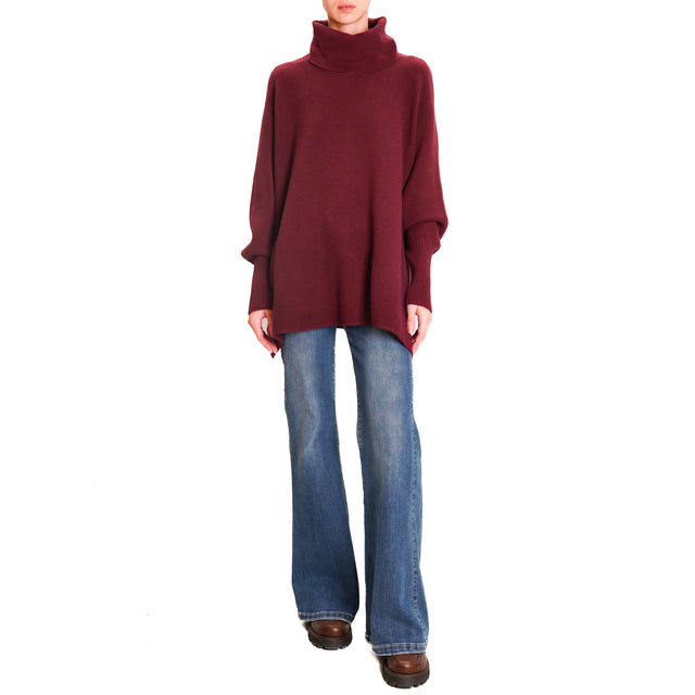 Zeroassoluto-High neck oversized sweater - wine