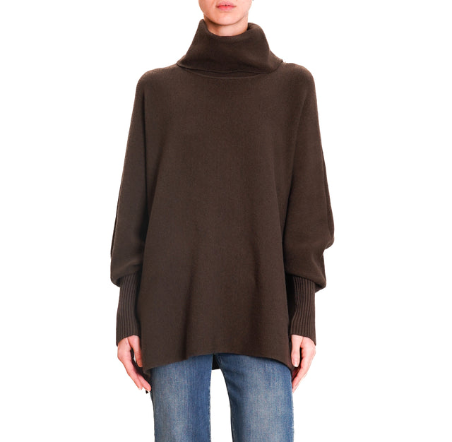 Zeroassoluto-High neck oversized sweater - chocolate