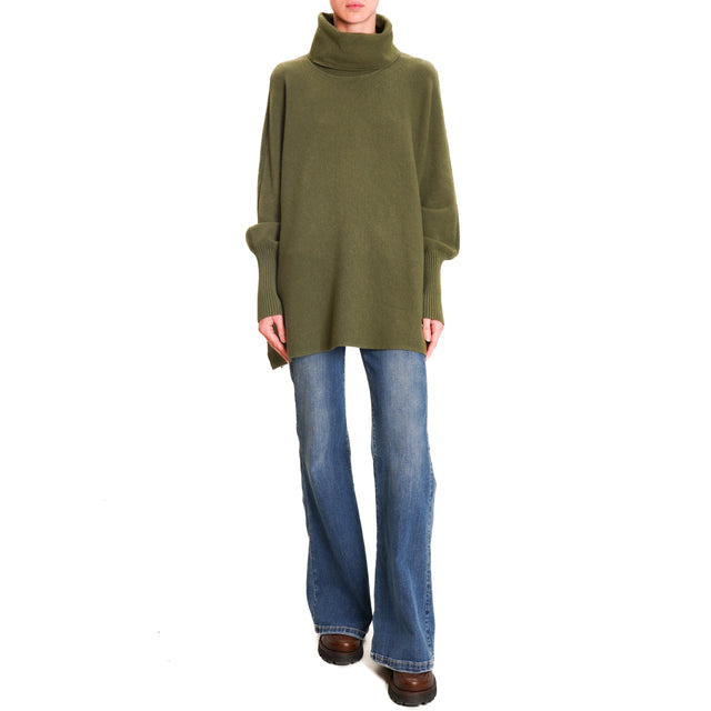 Zeroassoluto-High neck oversized sweater - military