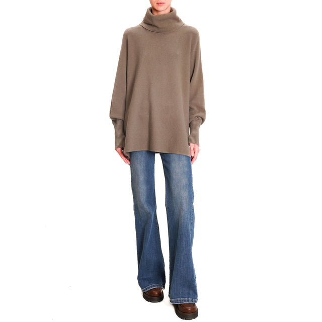 Zeroassoluto-High neck oversized sweater - taupe