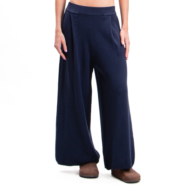 Zeroassoluto-Pantalone in maglia con pinces - blu