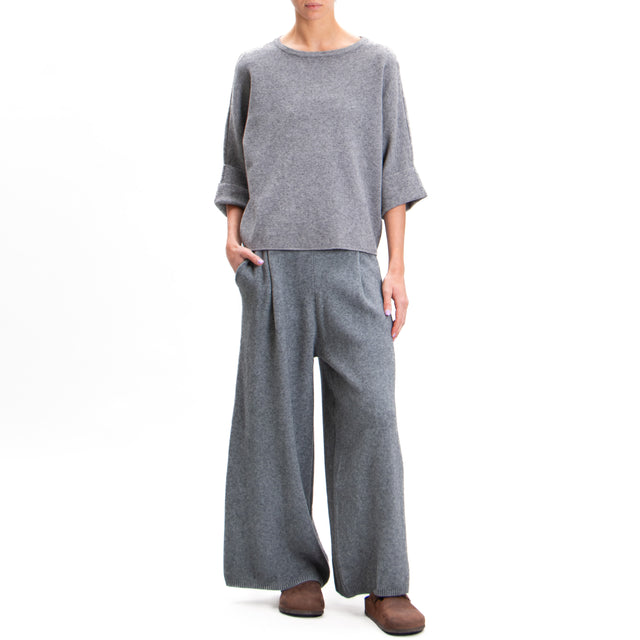 Zeroassoluto-Pantalone in maglia con pinces - grigio medio melange