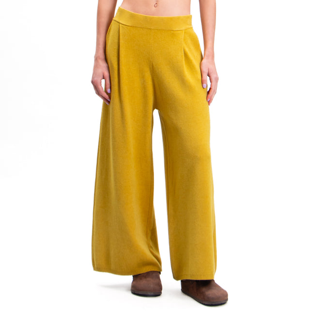 Zeroassoluto-Pants in knit with pleats - oil