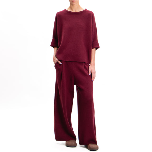 Zeroassoluto-Pants in knit with pleats - wine