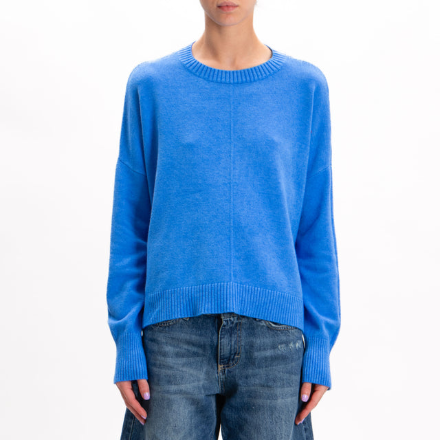 Zeroassoluto-Crewneck sweater with central stripe - light blue