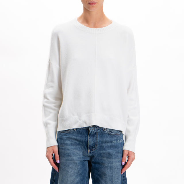 Zeroassoluto-Crewneck sweater with central stripe - off white