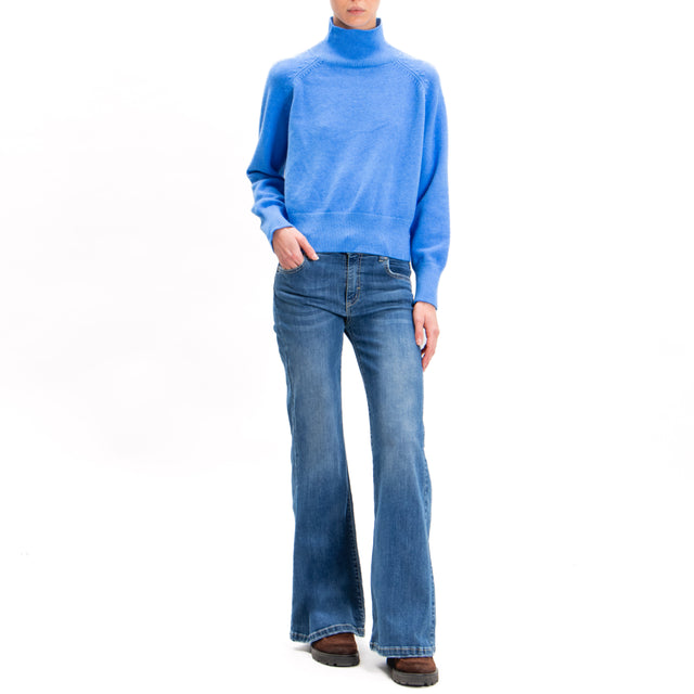 Zeroassoluto-Mounted neck sweater - light blue