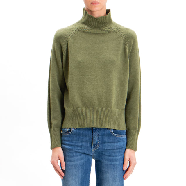 Zeroassoluto-Mounted neck sweater - military