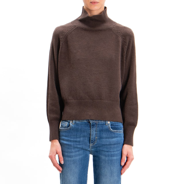 Zeroassoluto-Mounted neck sweater - chocolate