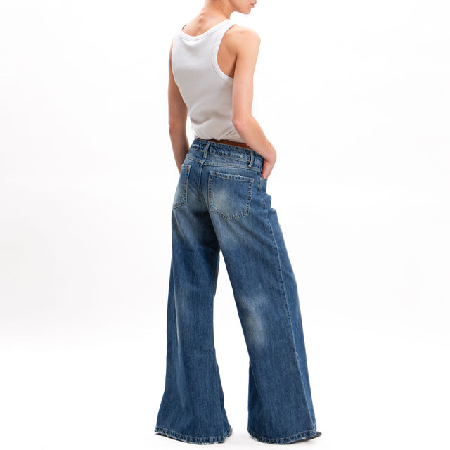 Zeroassoluto-ANGEL wide leg jeans with tears - denim