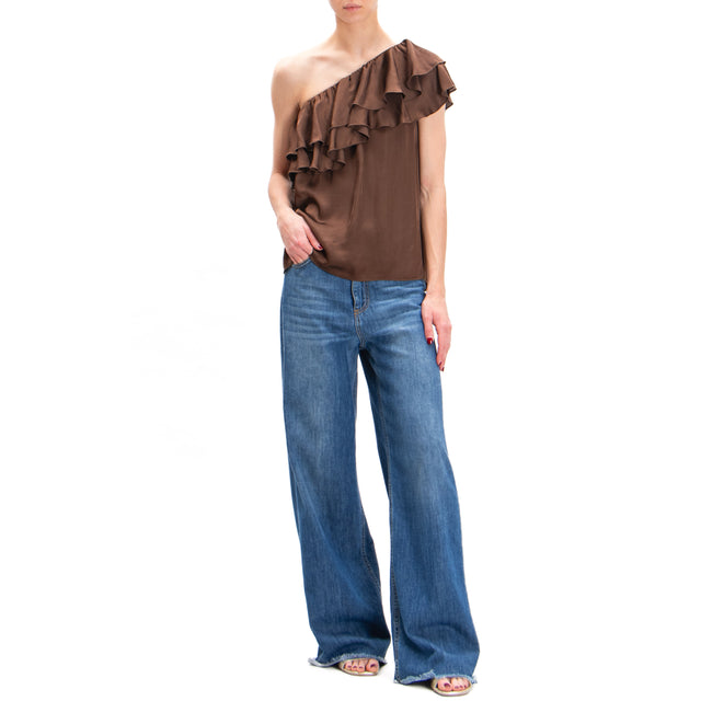 Tensione in-Blusa satin monospalla - caffe'