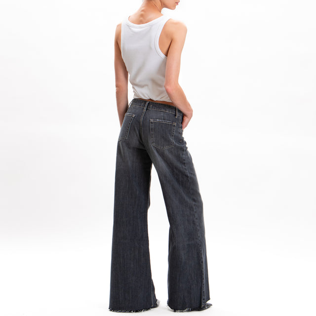 Zeroassoluto-Jeans JURI wide leg orlo taglio vivo - nero