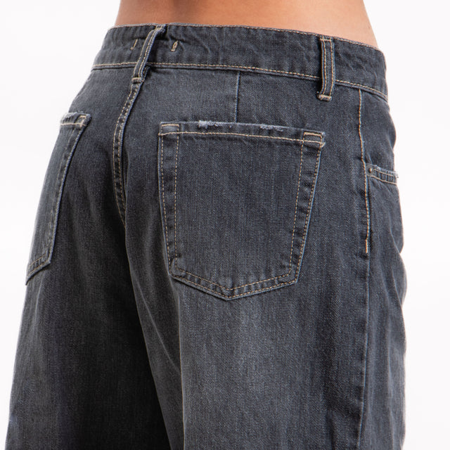 Zeroassoluto-Jeans JURI wide leg orlo taglio vivo - nero