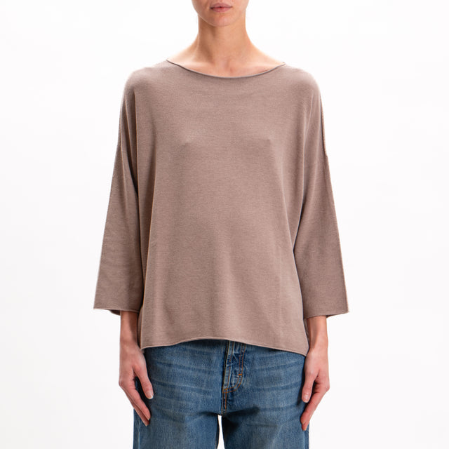 Kontatto-Oversized Crewneck Sweater - Dove Grey