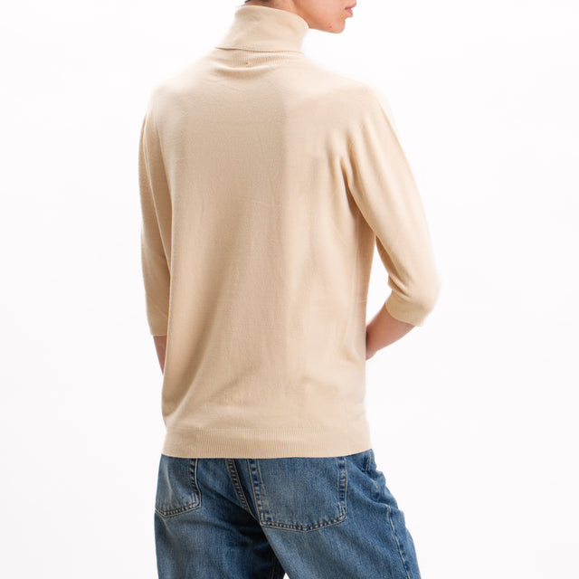 Kontatto-Maglia collo alto manica corta - beige