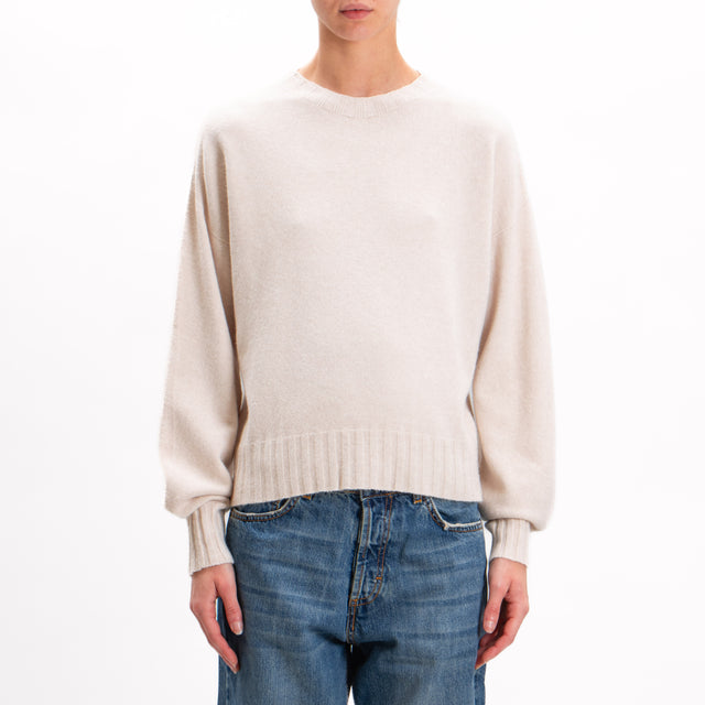 Kontatto-Ribbed Crewneck Sweater - Ivory