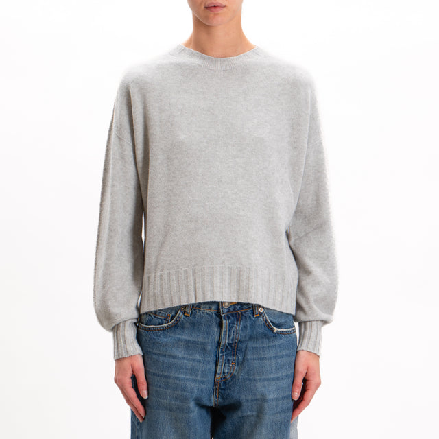 Kontatto-Ribbed Crewneck Sweater - Light Grey