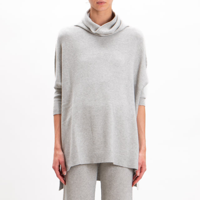 Kontatto-Oversized Cowl Neck Sweater - Light Grey