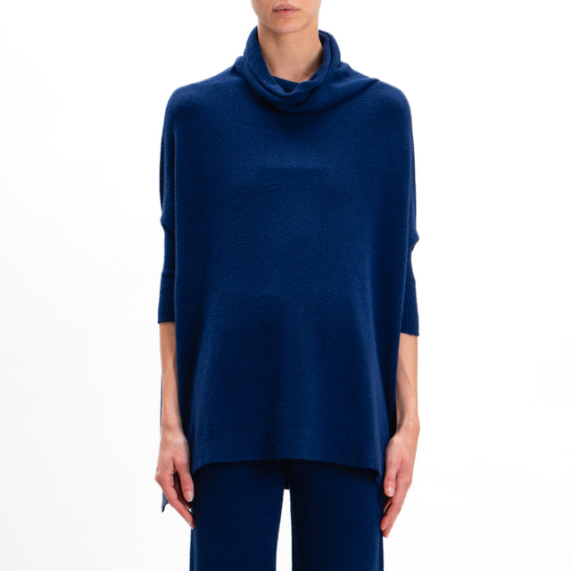 Kontatto-Oversized Cowl Neck Sweater - Indigo