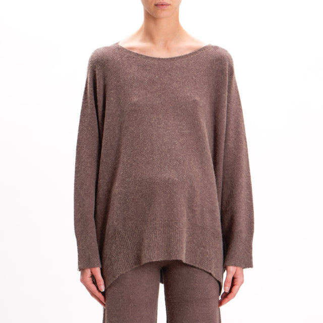 Contact-Rounded Oversized Boat Shirt - Coffee