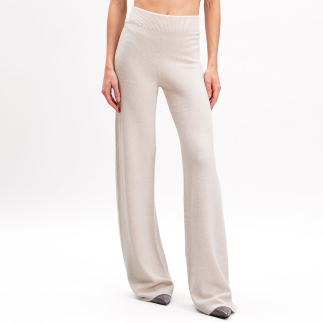 Kontatto-Elastic waist knitted trousers - ivory