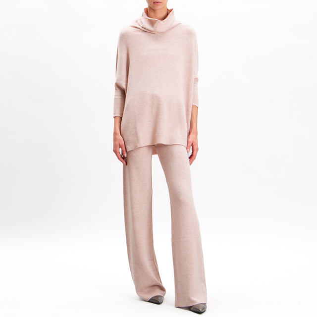 Kontatto-Elastic waist knitted trousers - pink