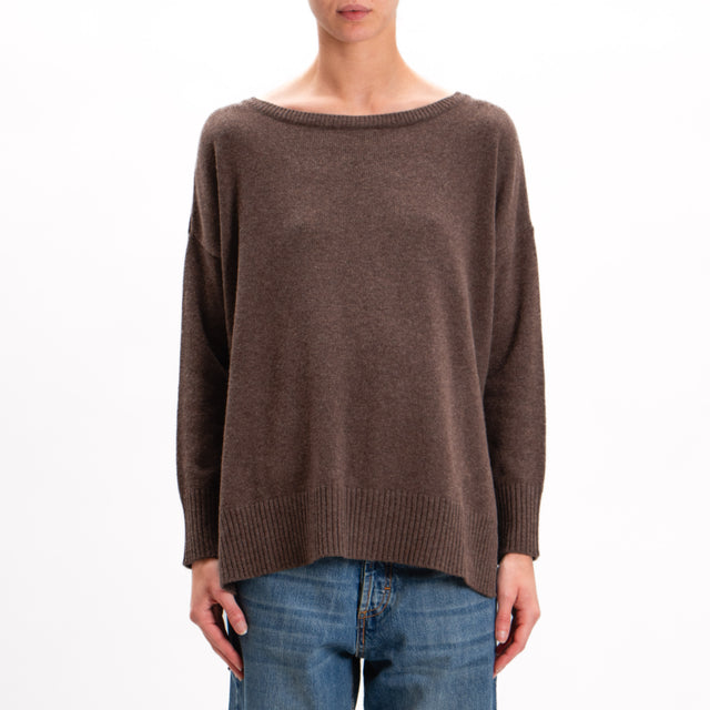 Kontatto-Maglia misto cashmere spacchi laterali - caffe'