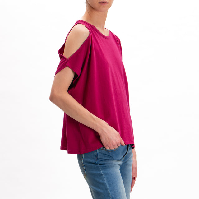 Kontatto-T-shirt cut out in cotone - rosso india