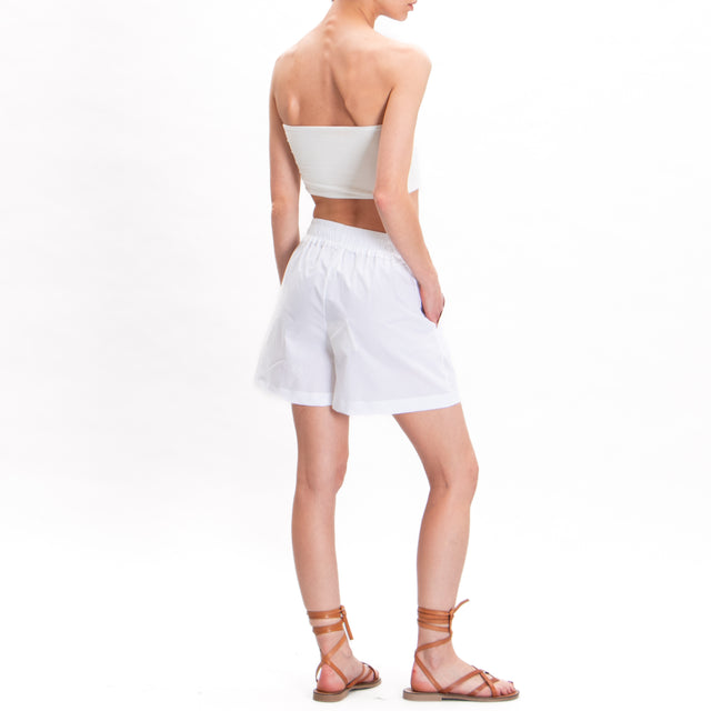 Tensione in-Shorts in cotone con elastico - bianco