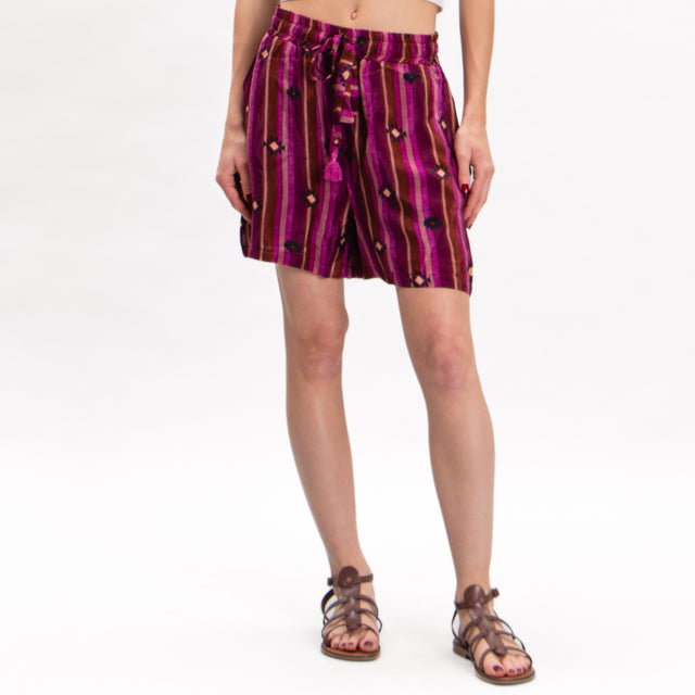 Tensione in-Shorts fantasia con coulisse - berry/caffe'/nero