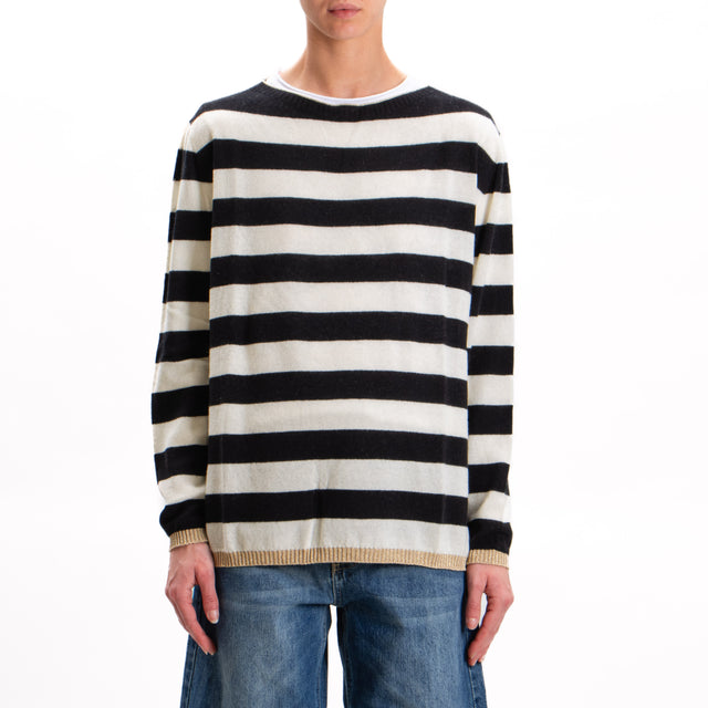 Vicolo-Maglia striped cashmere blend - gold/black/milk