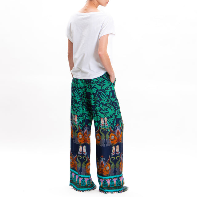 Wu'side-Pantalone fantasia con coulisse - blu/acqua/turchese