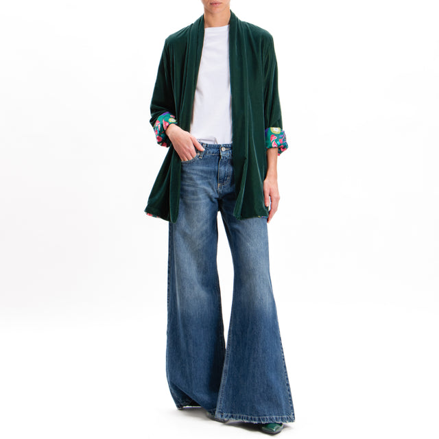 Wu'side-Velvet Kimono - Green