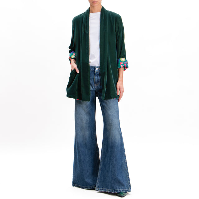 Wu'side-Velvet Kimono - Green