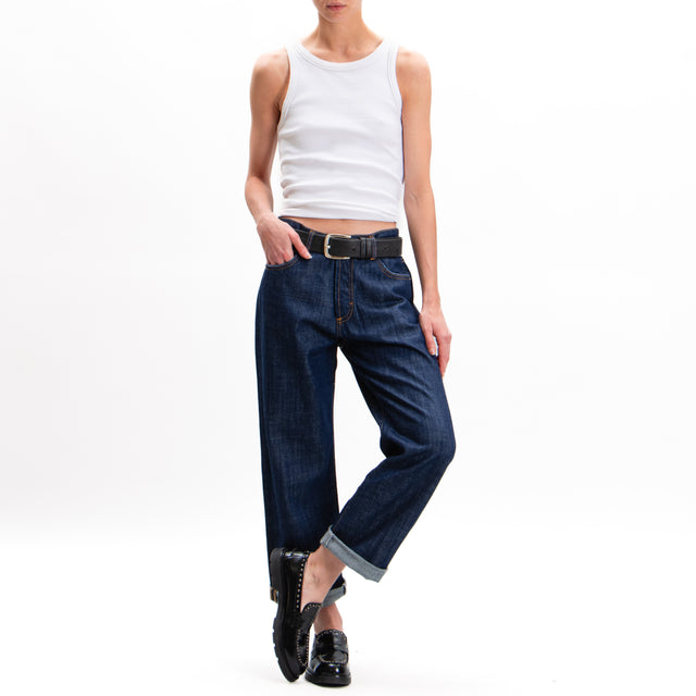 Zeroassoluto-Jeans INGRID boyfriend loose tela ferma - denim scuro